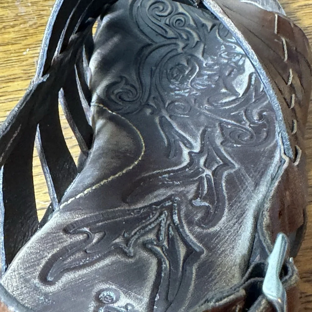Born Women's Brown Leather Fisherman Sandals Size 9/9.5 M Huarache Mexico